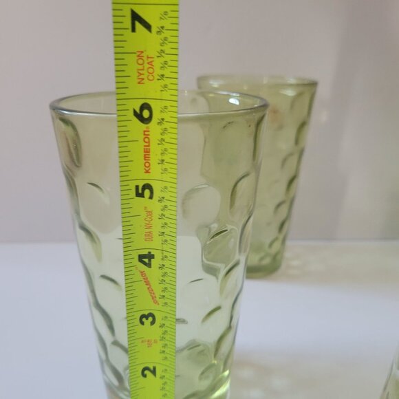 Vintage Mid Century Eldorado Green Juice Glasses 60’s-70’s Hazel Atlas Set Of 4 - Picture 6 of 7